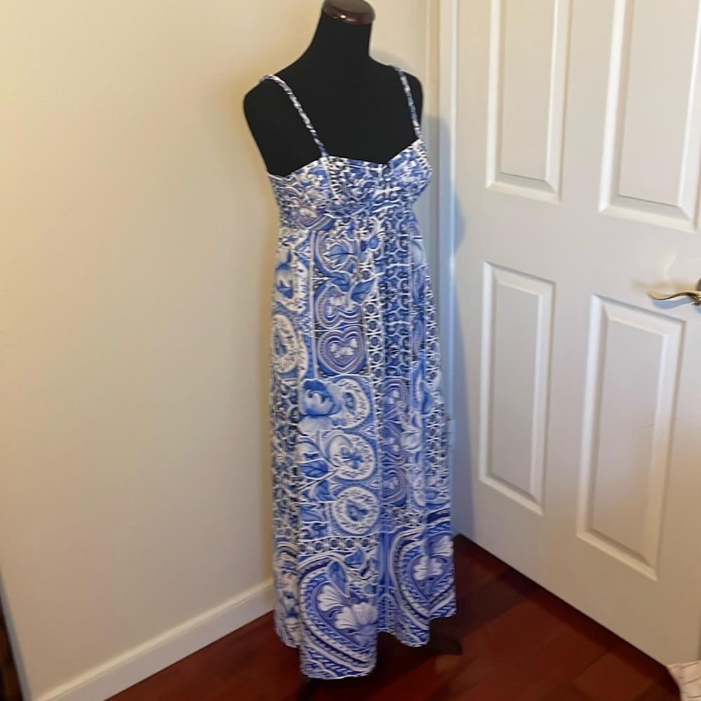 New Caroline Constas New York Grecian Paisley Floral Print Cotton Maxi Dress - Picture 12 of 16